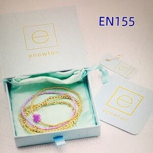 Newton Gold and Purple Beaded Bracelet Set